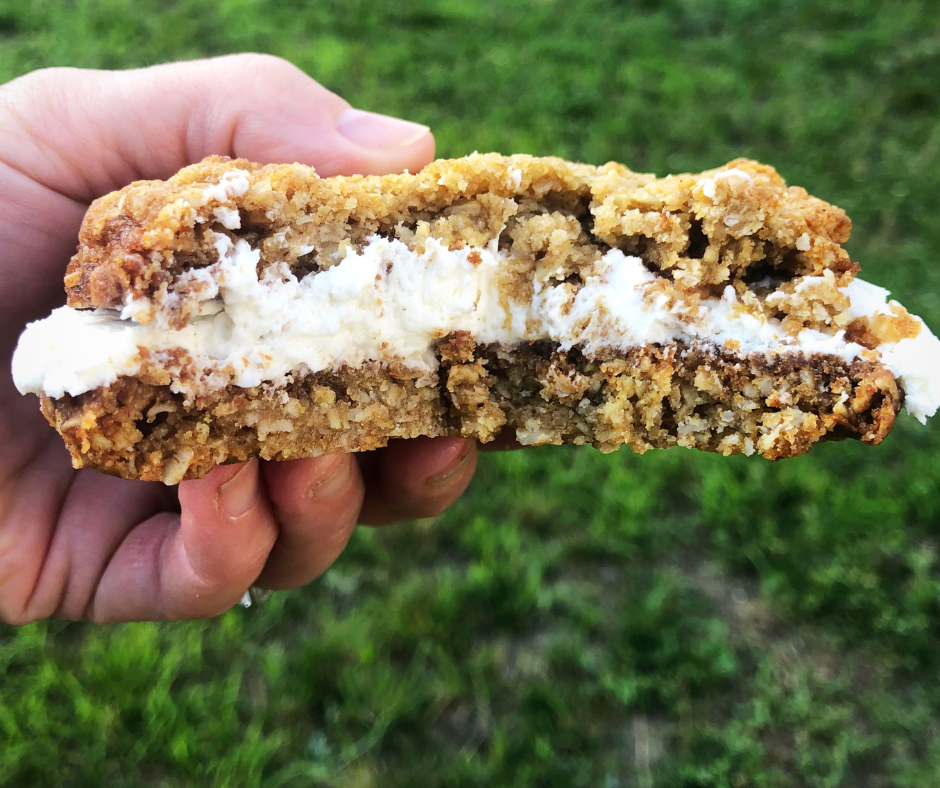 Homemade oatmeal cream pies with soft chewy oatmeal cookies and fluffy cream filling