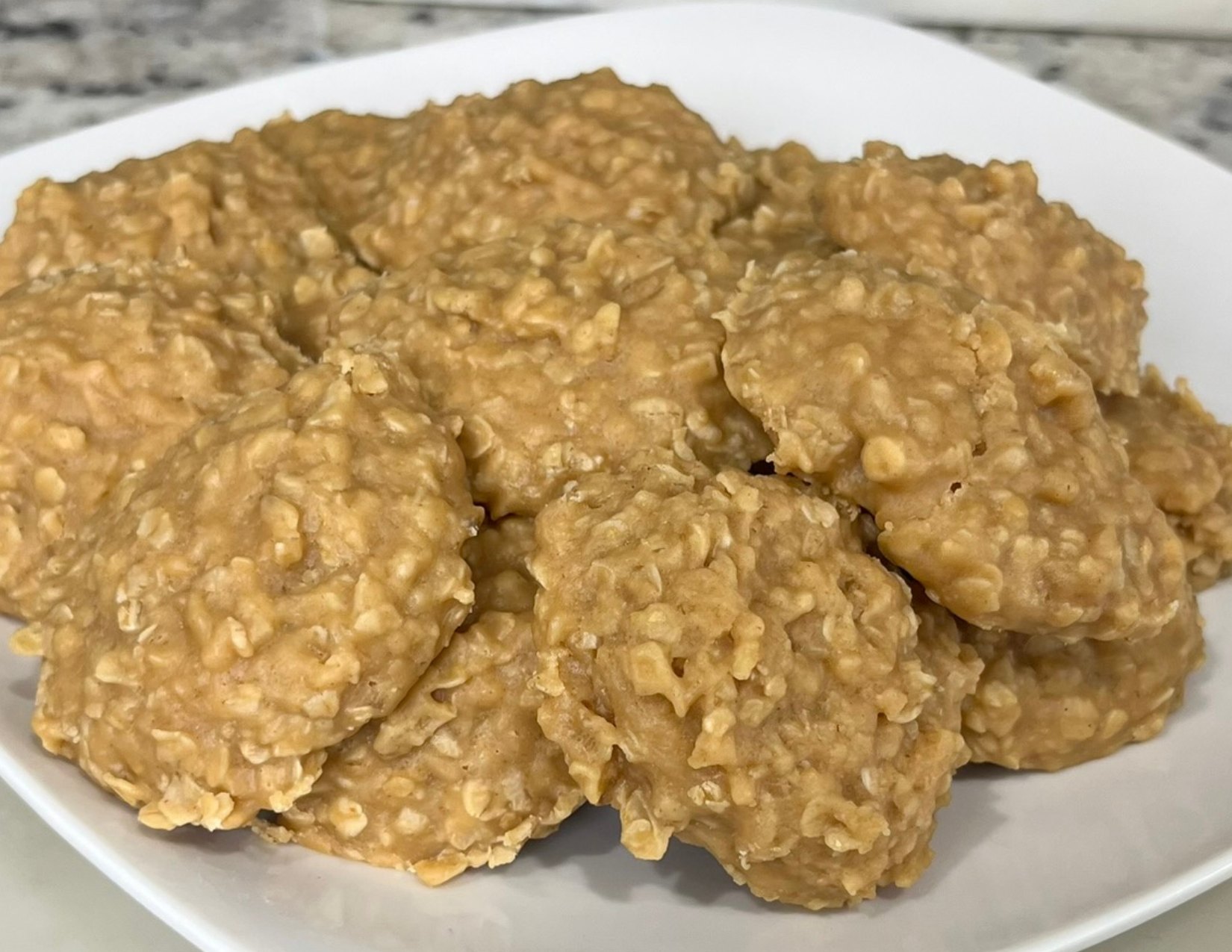 No-bake cookies with oats and peanut butter, ready to eat