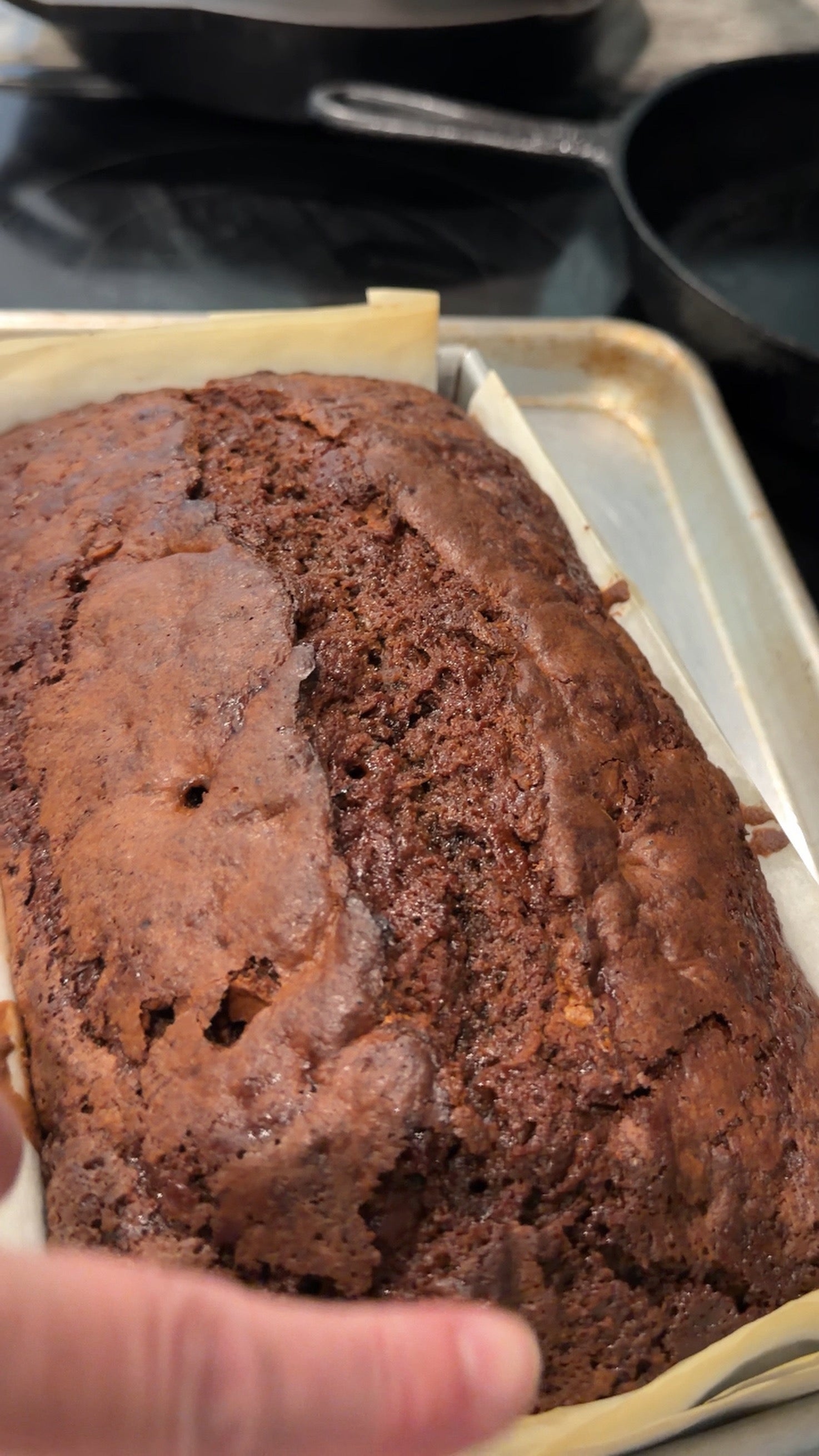 Chocolate Zucchini Bread in a pan