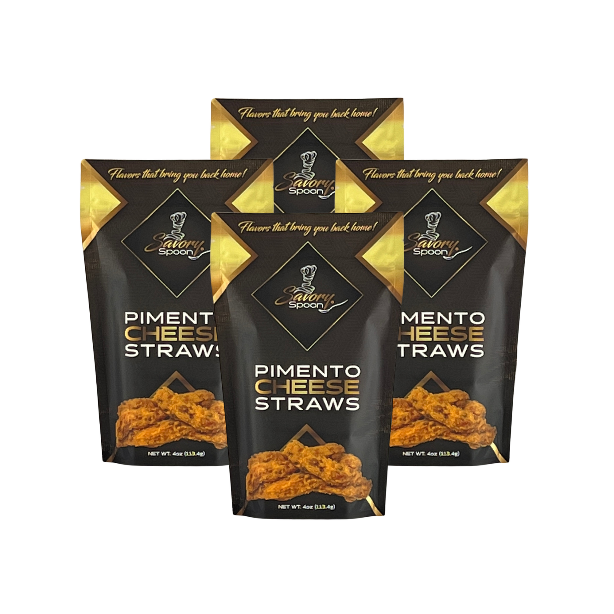 Pimento Cheese Straws = 4 Bags  + Free Shipping -Due to High Demand, alternate packaging may be used for one or more products!